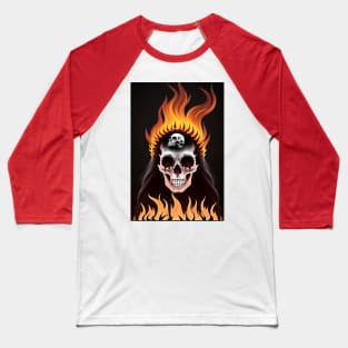 skull grill with fire Baseball T-Shirt